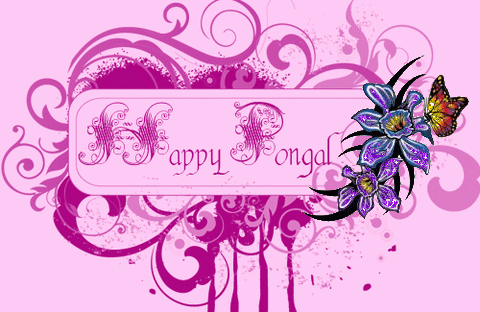 Happy Pongal Flowers Glitter Picture