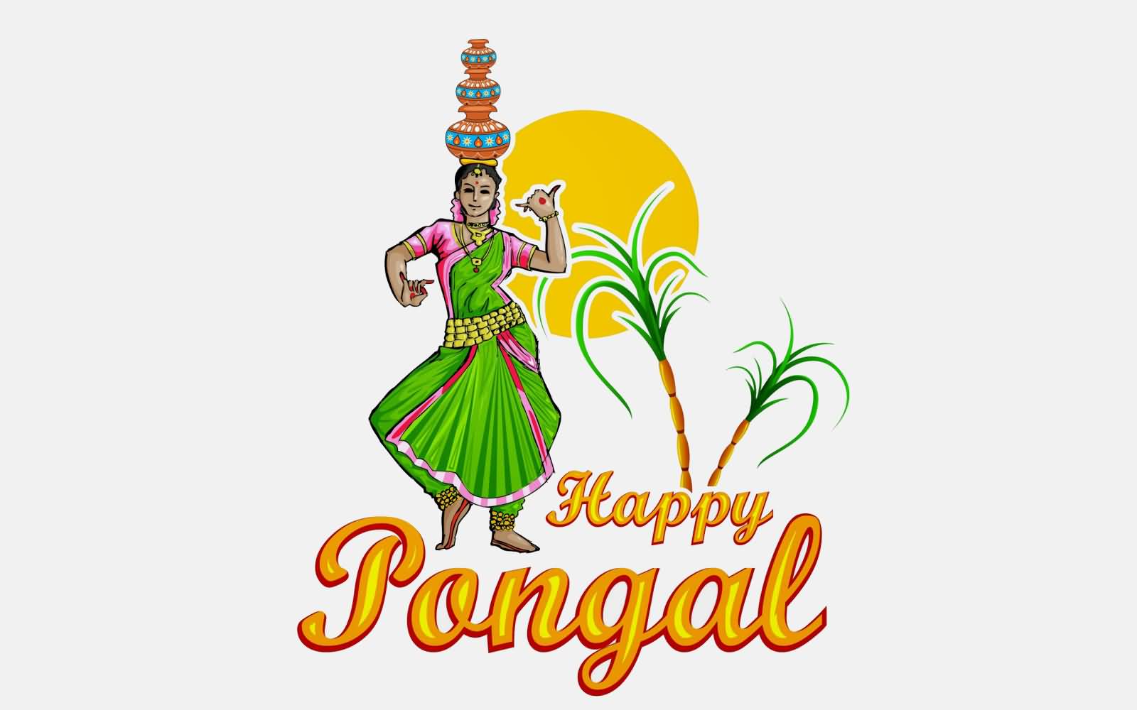 Happy Pongal Kathakali Dancer Illustration