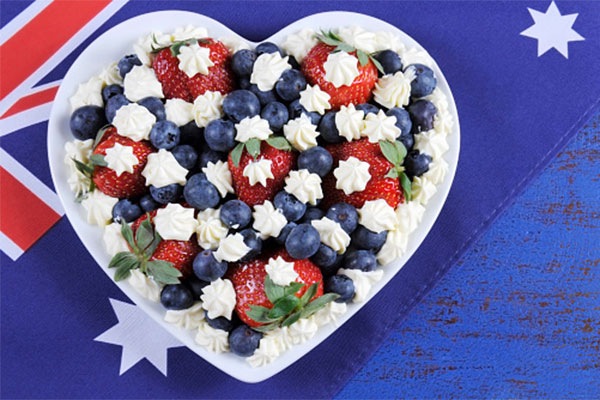 Heart shaped plate with berries