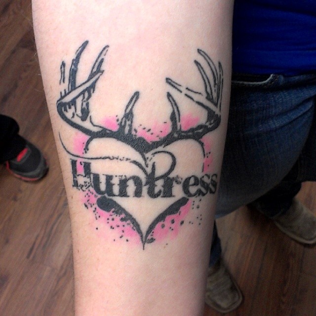 Huntress Deer Antler Tattoos On Girl Forearm