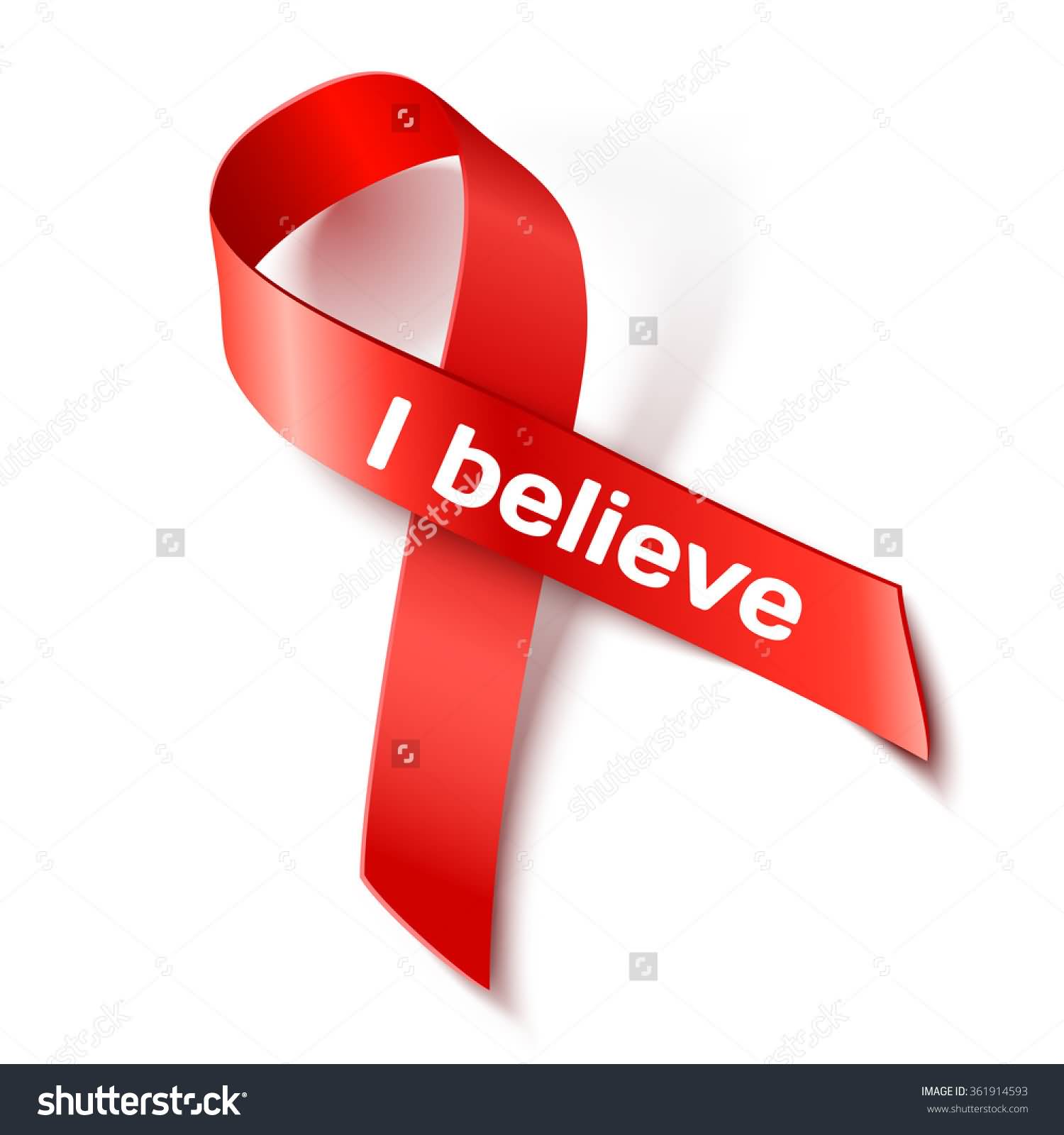 I Believe Concept Red Ribbon World Cancer Day
