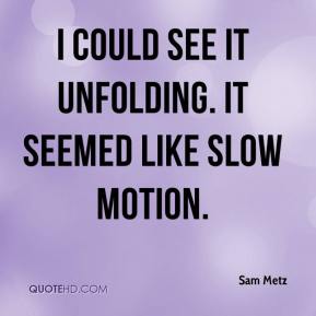I could see it unfolding. It seemed like slow motion. Sam Metz