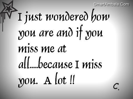 I just wondered how you are and if you miss me at all… because i miss you. A lot