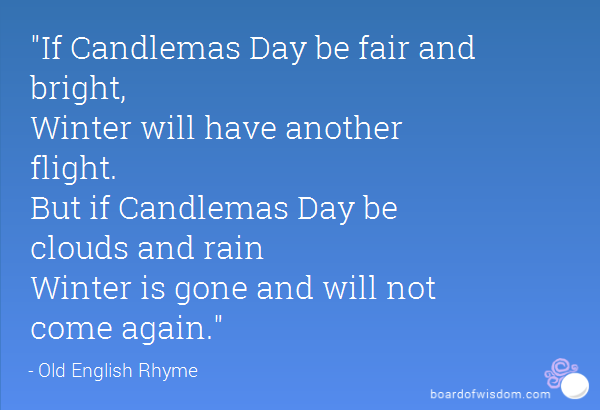 If Candlemas Day Be Fair And Bright Winter Will Have Another Flight