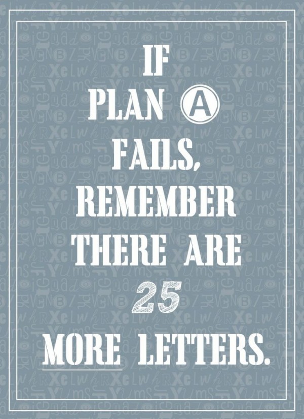 If plan A fails, remember there are 25 more letters