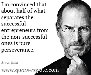 I'm convinced that about half of what separates the successful entrepreneurs from the non-successful ones is pure perseverance. Steve Jobs