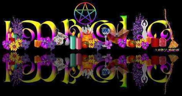 Imbolc Blessings With Colorful Flowers Candles With Pentacle Symbol