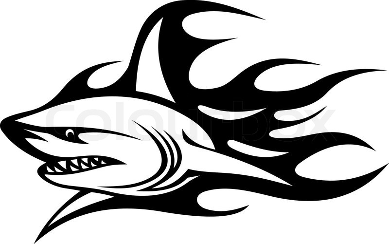 Impressive Black Shark Tattoo Design