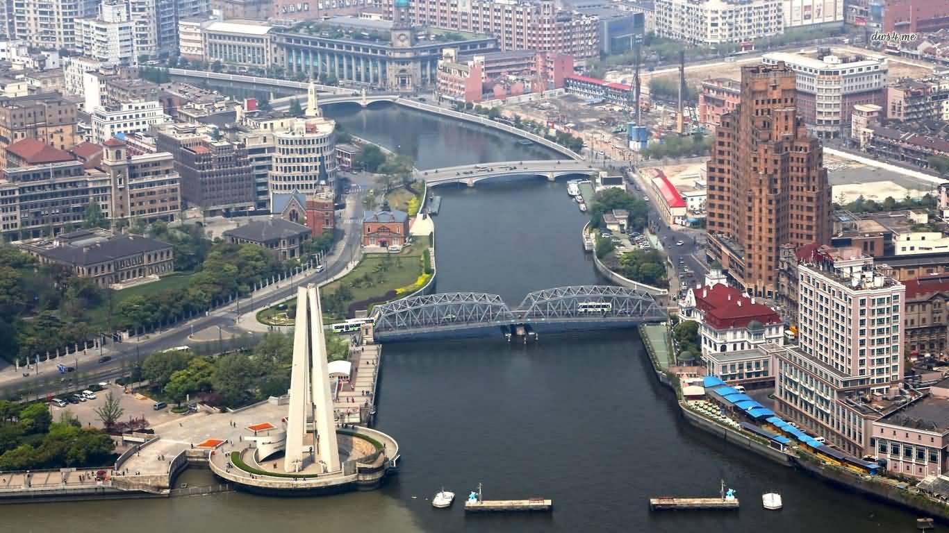 Incredible Aerial View Of The Waibaidu Bridge