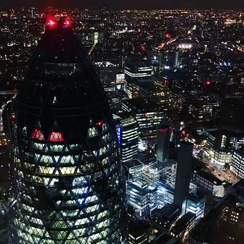 Incredible Night View Of The London City With The Gherkin Building