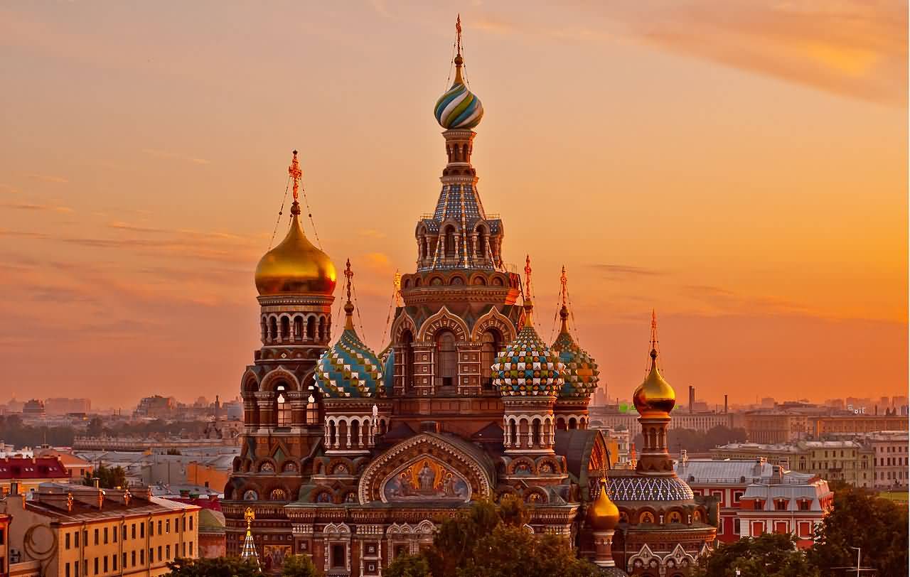 Incredible View Of The Church Of The Savior On Blood During Sunset