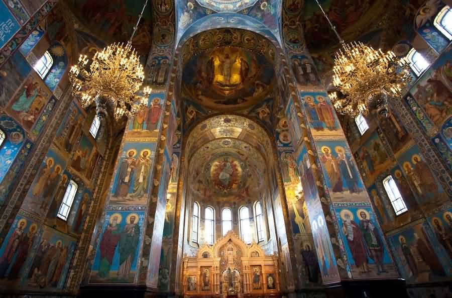 Inside View Of The Church Of The Savior On Blood In Saint Petersburg