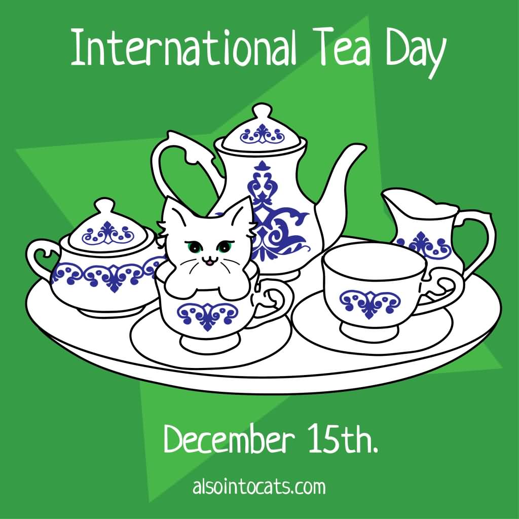International Tea Day December 15 Kitten In Tea Cup Clipart