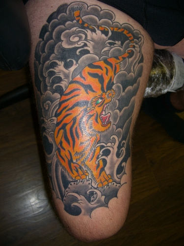 Japanese Tiger Tattoo On Thigh For Men