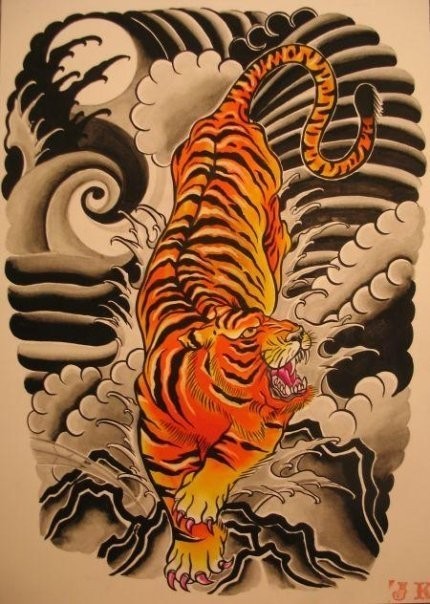 Japanese Tiger Tattoo Stencil
