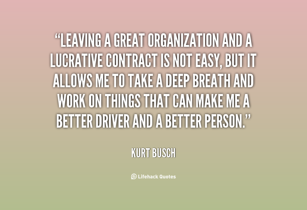 Leaving a great organization and a lucrative contract is not easy, but it allows me to take a deep breath and work on things that can make me … Kurt Busch
