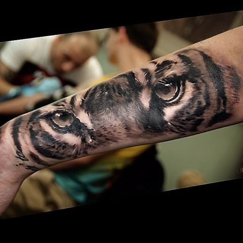 Left Forearm Tiger Face Tattoo