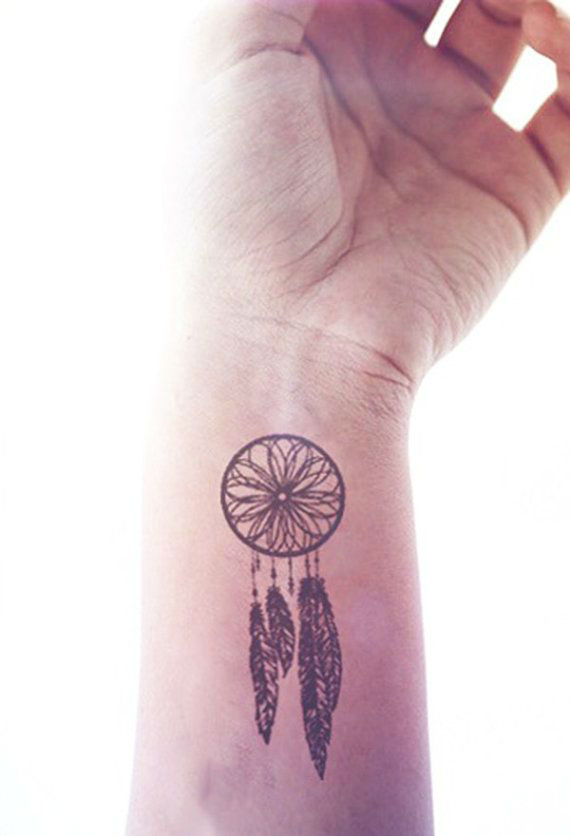Left Wrist Simple Dreamcatcher Tattoo