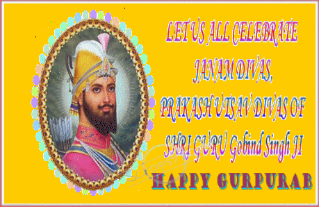 Let Us All Celebrate Janam Divas Prakash Utsav Divas Of Shri Guru Gobind Singh Ji Happy Gurpurab Glitter Animated Ecard