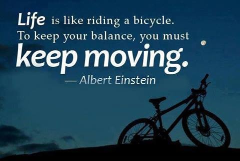 Life is like riding a bicycle. To keep your balance, you must keep moving. Albert Einstein