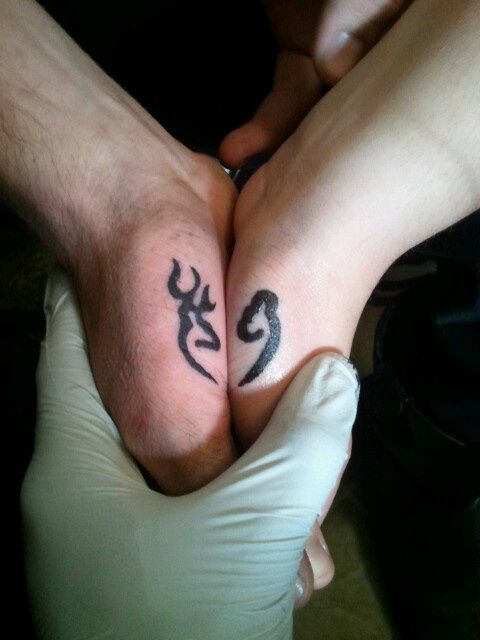 Matching Deer Couple Tattoos On Hands