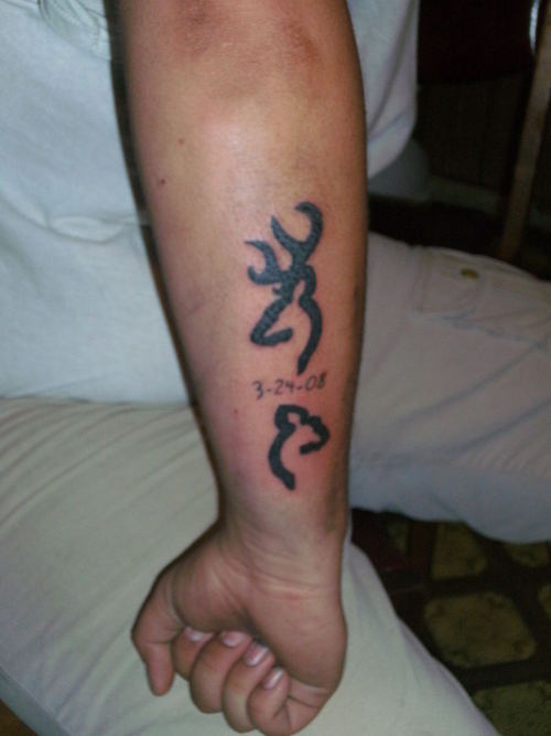 Memorial Deer Tattoo On Man Right Arm