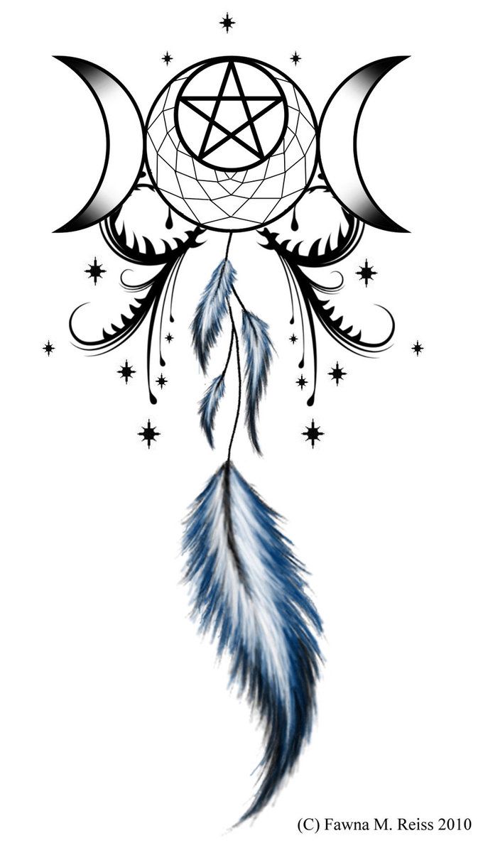 Moon Goddess and Dreamcatcher Tattoo Design