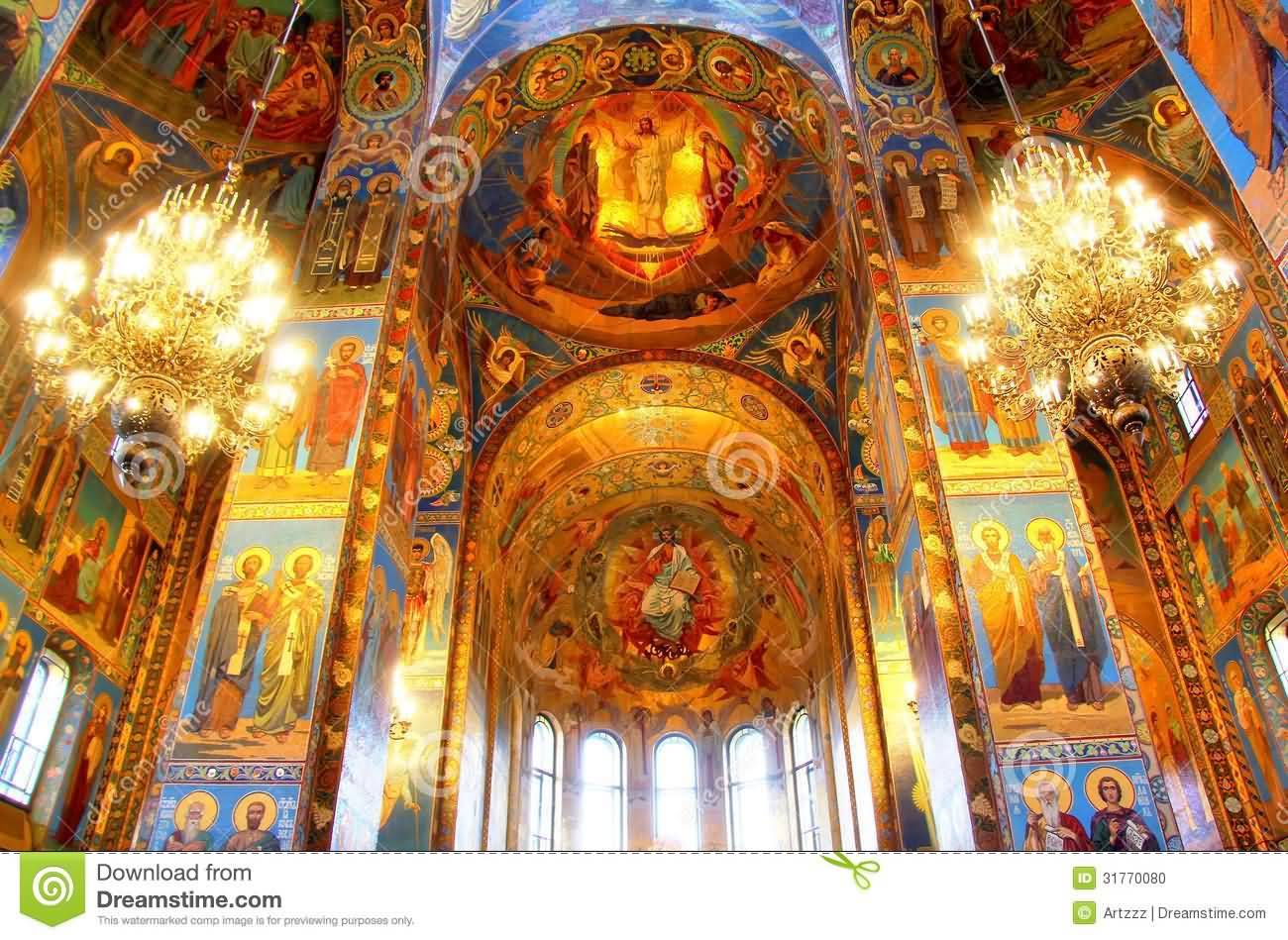 Mosaic Paintings Inside The Church Of The Savior On Blood