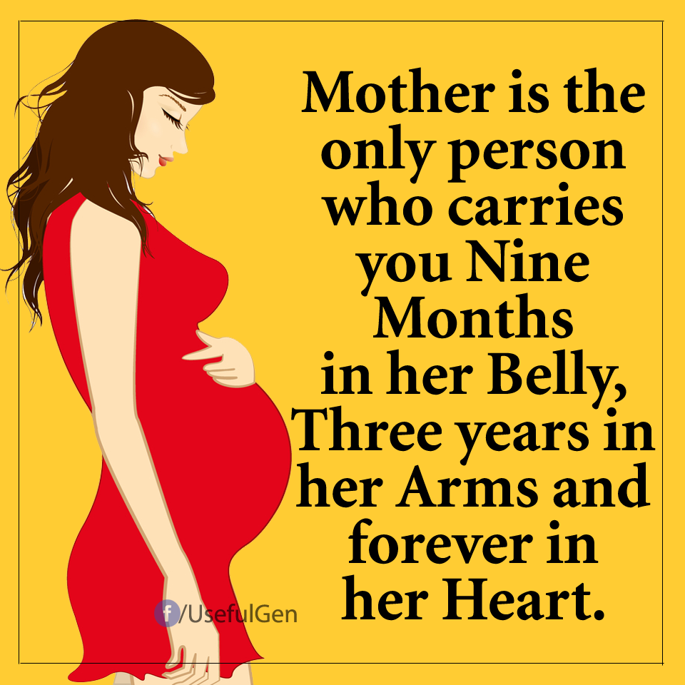 Mother Is The Only Person Who Carries You Nine Months In Her Belly, Three Years In Her Arms And Forever In Her Heart.