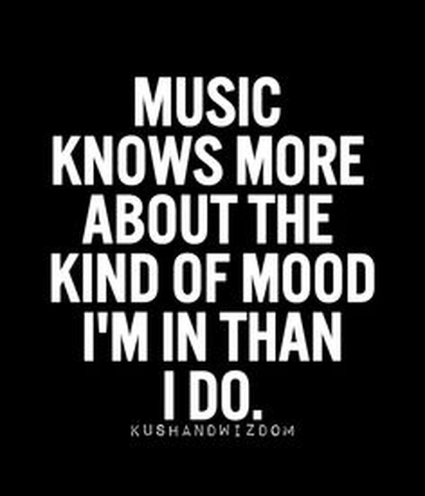 Music knows more about the kind of mood i'm in than i do.