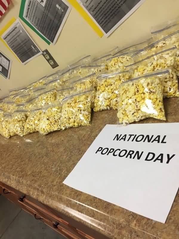 National Popcorn Day Note With Popcorn Packets