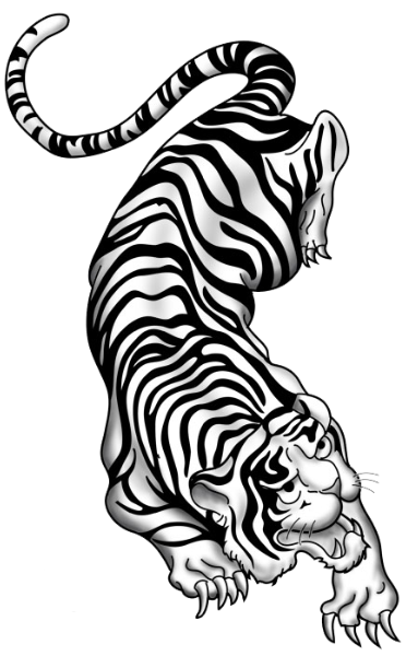 Nice Grey Ink Tiger Tattoo Design Idea