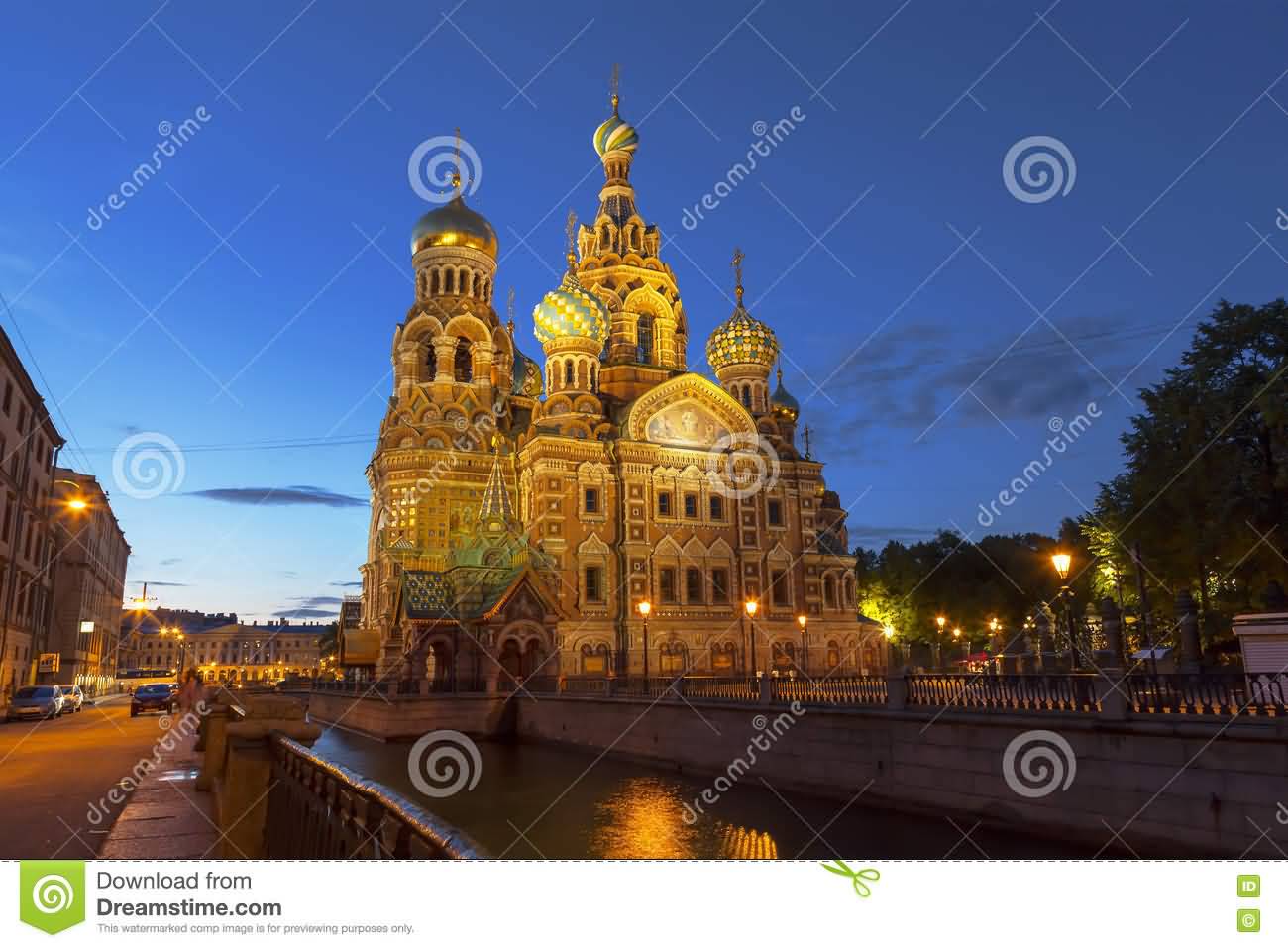 Night Picture Of The Church Of The Savior On Blood In Saint Petersburg, Russia