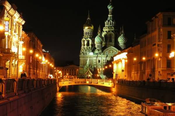 Night View Of Church Of The Savior On Blood And Griboyedov Canal 