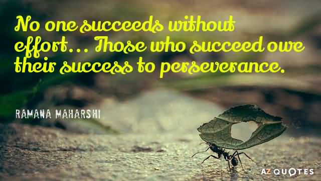 No one succeeds without effort... Those who succeed owe their success to perseverance. Ramana Maharshi