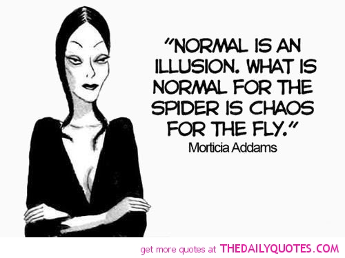 Normal is an illusion. What is normal for the spider is chaos for the fly. Charles Addams