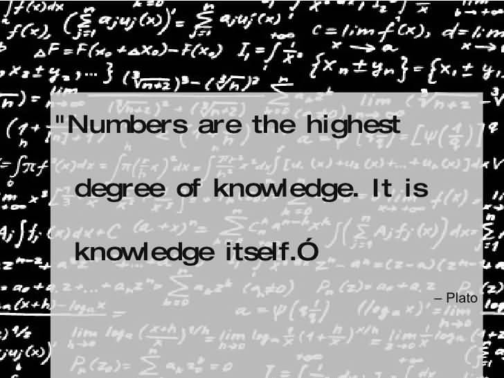 Numbers are the highest degree of knowledge. It is knowledge itself. Plato