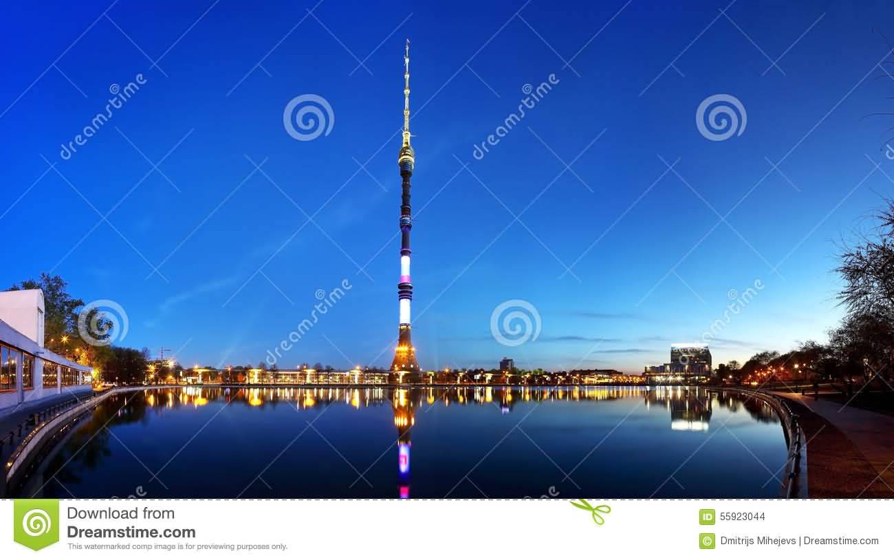 Ostankino Tower Adorable View At Dusk