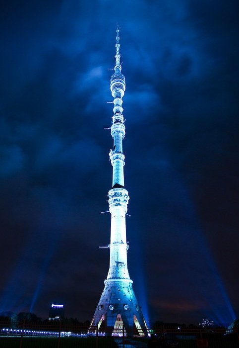 Ostankino Tower Lit Up At Night