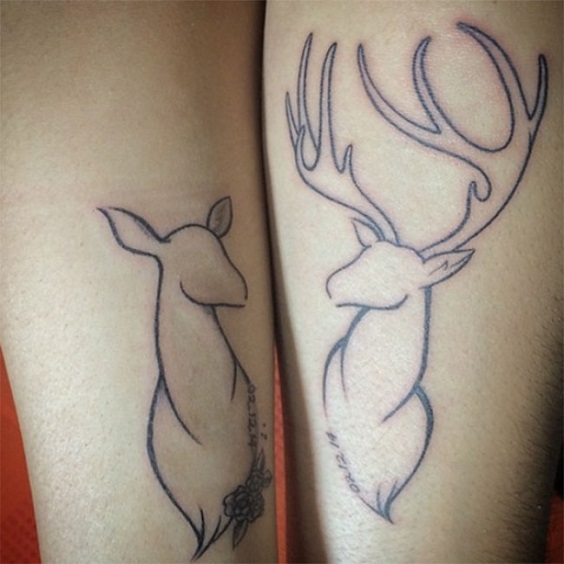 Outline Matching Couple Tattoos On Arm