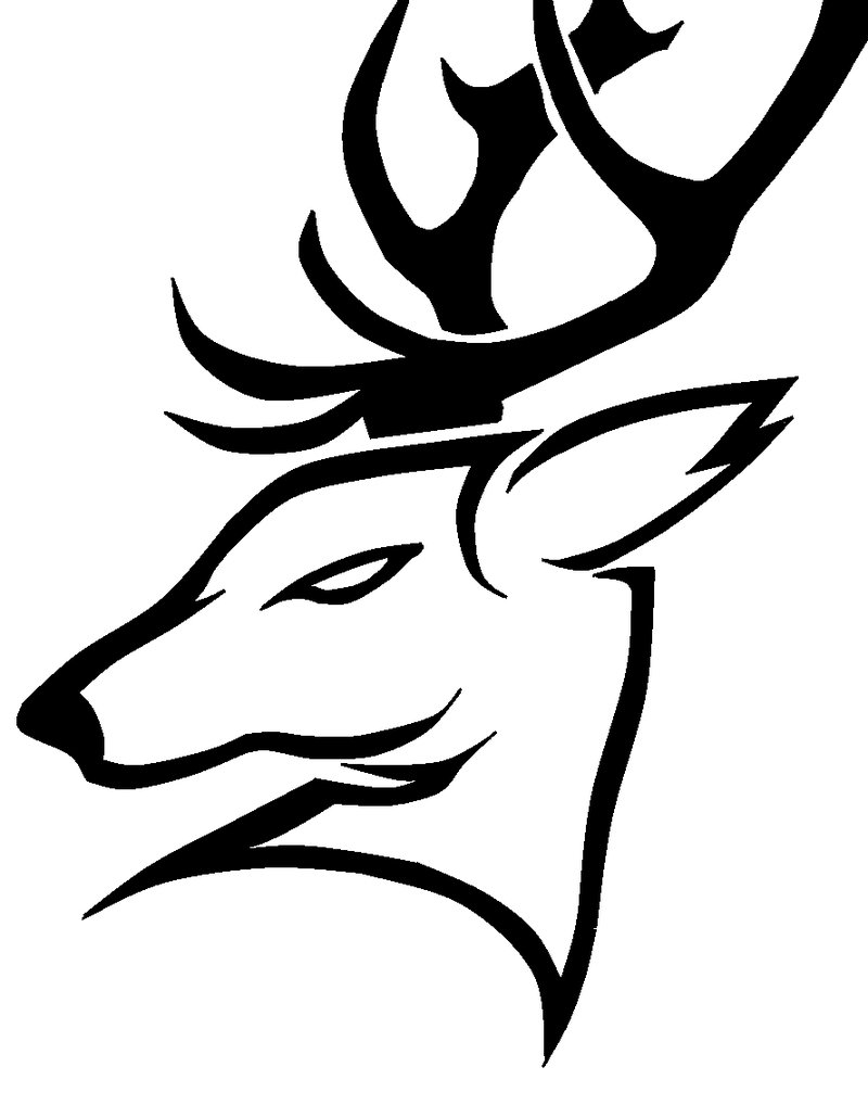 Outline Tribal Deer Head Tattoo Design