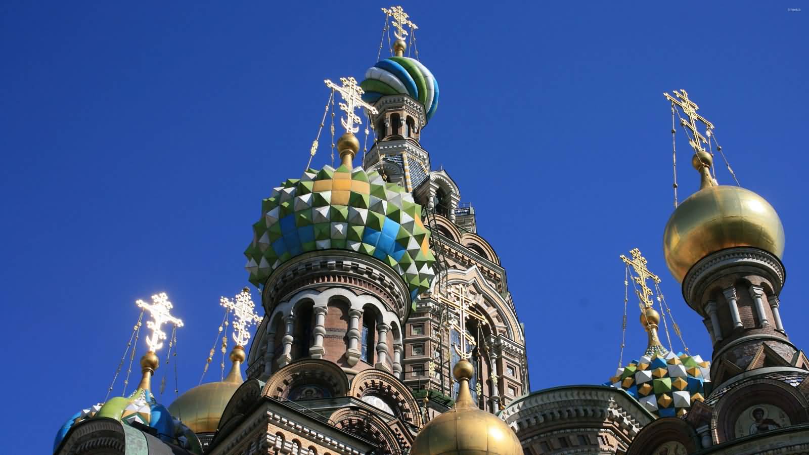 Outside Domes Of The Church Of The Savior On Blood