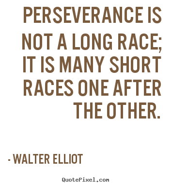 Perseverance is not a long race; it is many short races one after the other. Walter Elliot