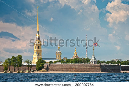 Peter And Paul Cathedral View Across Neva River In Saint Petersburg
