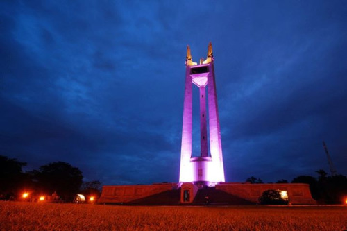 Pink Lights At Quezon Memorial Shrine At Night