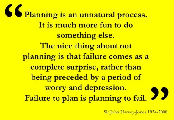 Planning is an unnatural process; it is much more fun to do something. And the nicest thing about not planning is that failure comes as a complete surprise rather than .. John Harvey Jones