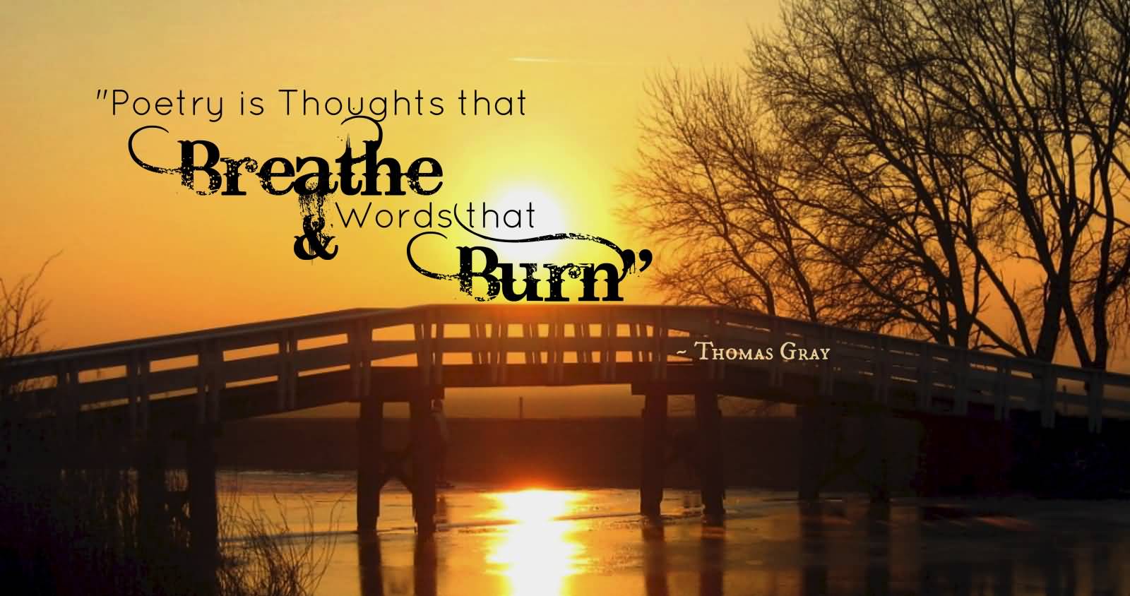 Poetry is thoughts that breathe, and words that burn. Thomas Gray