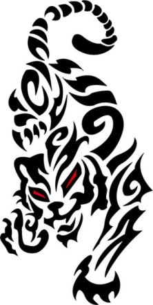 Red Eyes Tribal Tiger Tattoo Design