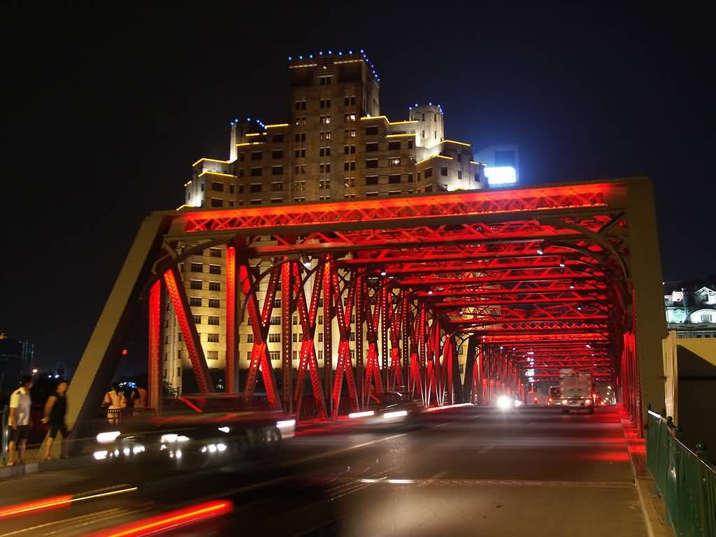 Red Lights Over The Waibaidu Bridge