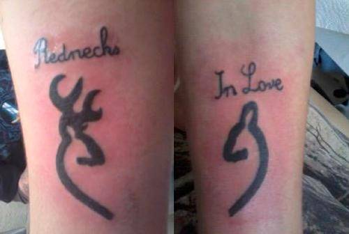 Redneck In Love Deer Couple Tattoo